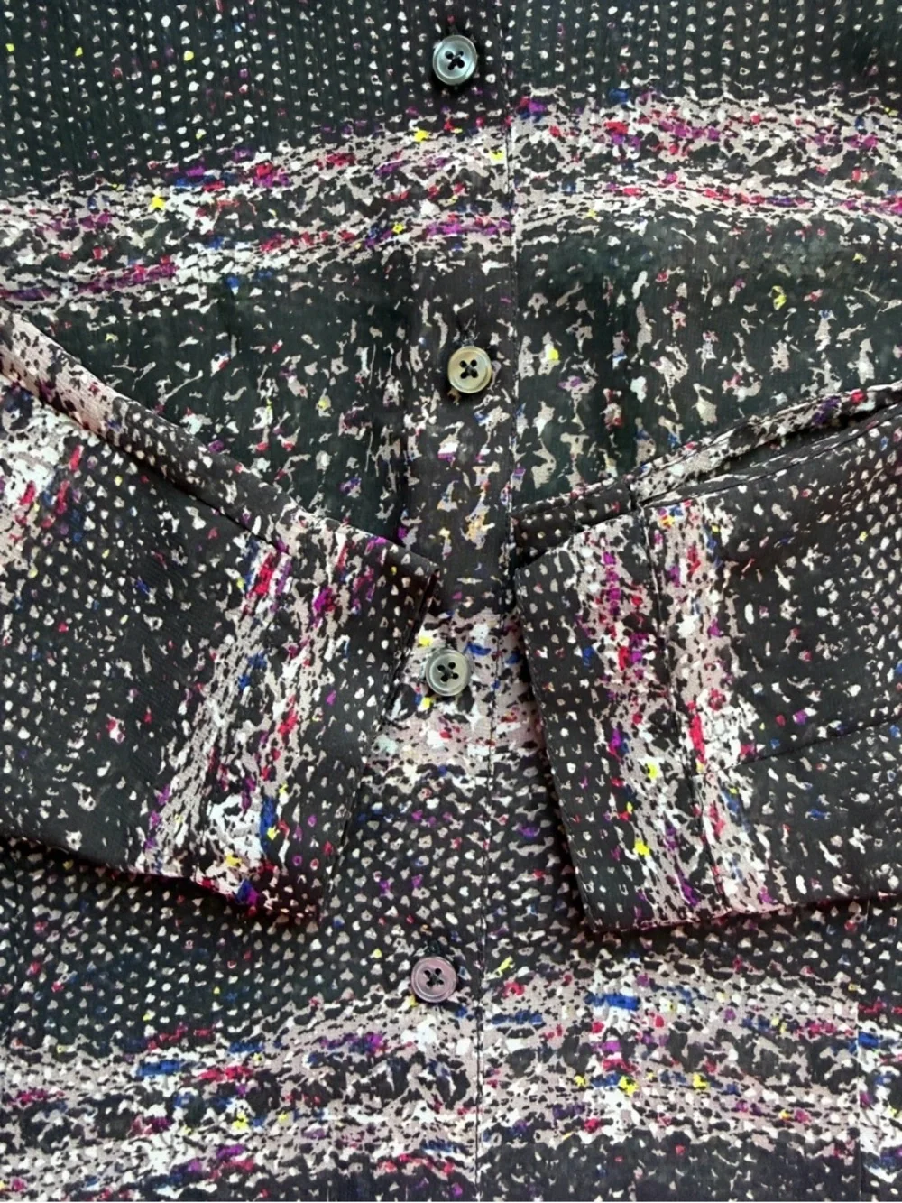 CAbi Sheer Blouse with Pink, Blue & White Speckle Print Size S Lightweight - Picture 9 of 13